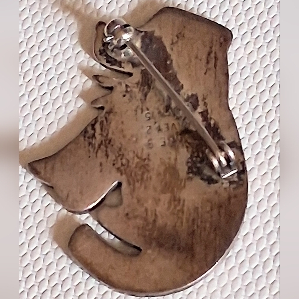 * Vintage Anne Harvey Mexico 925 Black Dog Pin Brooch - Picture 3 of 4